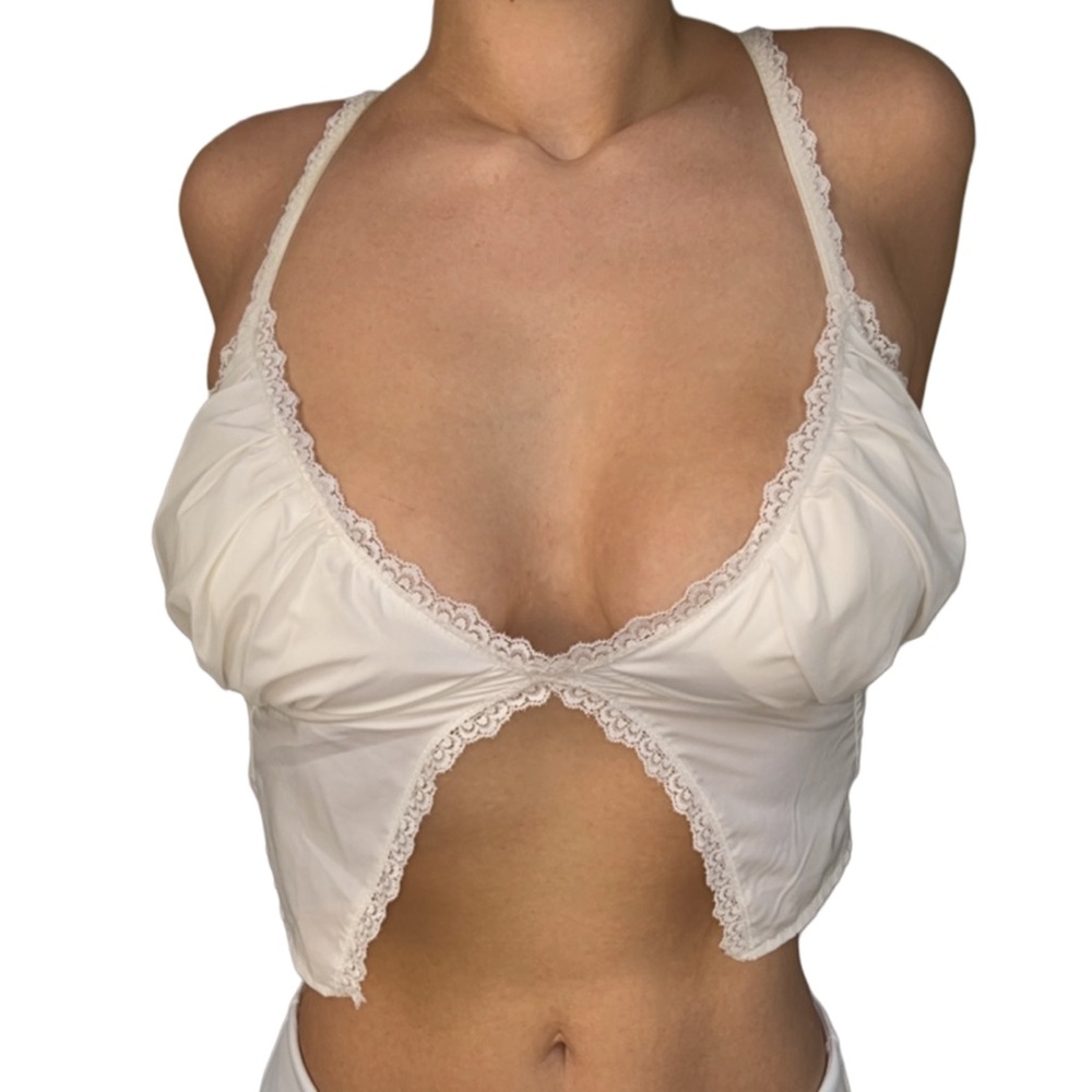 Tiger Mist Cream Lace Crop Top